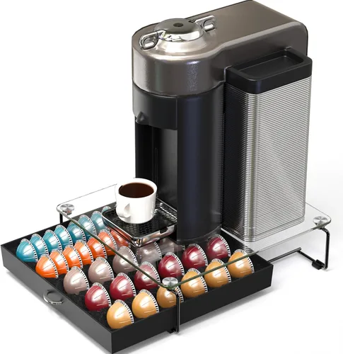 Miniatura 4 de DecoBrothers Cajón Organizador de Cápsulas de Café Vertuo de Vidrio Templado de Cristal, Organizador de 30 Cápsulas Grandes o 60 Pequeñas Nespresso