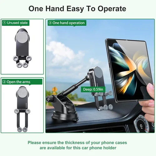 Miniatura 3 de Z Fold 4 - Soporte de automóvil para ventana de parabrisas de salpicadero, aluminio 2 modos para Samsung Galaxy Z Fold 6 5 4 3 2 Accesorios y iPhone