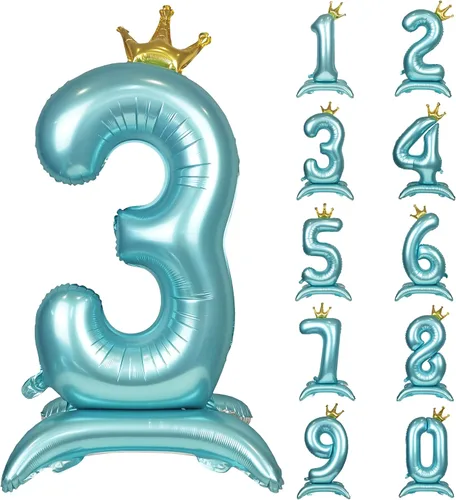 Miniatura 25 de Globos de aluminio grandes con corona negra número 0 para niños y niñas, cumpleaños, boda, aniversario, fiesta, baby shower, suministros 0