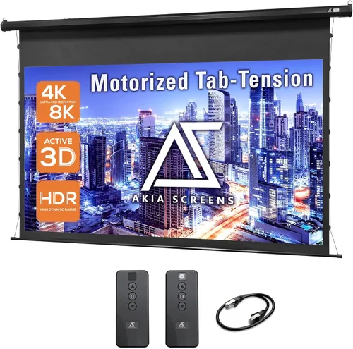 Miniatura 10 de Akia Screens AK-FMT101UH2-C4D-X - Pantalla de proyector de suelo de 101 pulgadas motorizada con control remoto, pantalla de proyector ALR que