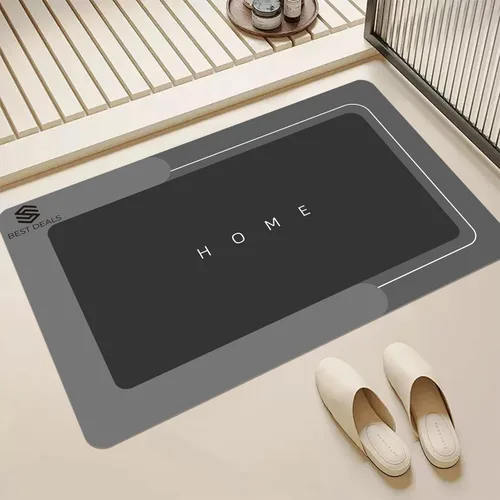 Tapete de baño modernizado, súper absorbente, antideslizante, lavable, tapete de baño de goma, tapete mágico para bañera y suelo (gris oscuro, 16.9