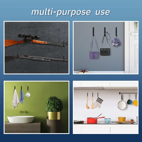 Miniatura 6 de Paquete de 6 ganchos de montaje en pared para rifles, rifles de almacenamiento, rifles, escopetas, arco de tiro con arco con acolchado suave y acero