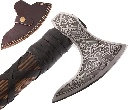 Miniatura 2 de Axes Hacha vikinga hecha a mano Hacha nórdica - Hacha Berserker de dos manos de 40 pulgadas de largo Hacha forjada - Hacha barbuda, con funda