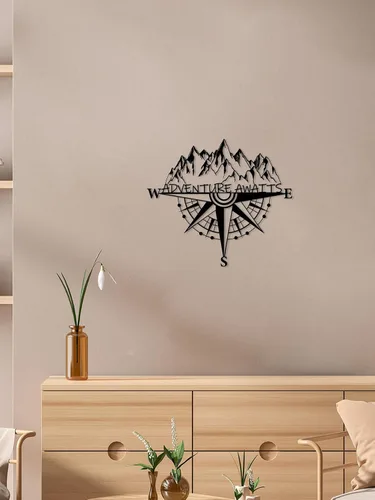 Miniatura 5 de Resama Brújula de Metal en Rosa para Decoración de Pared Aventuras por Todas Partes - Arte de Pared Náutica y Montaña para Colgar en la Sala