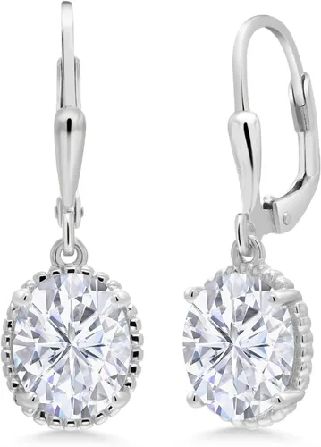 Miniatura 37 de Gem Stone King Aretes colgantes de gota para mujer, plata de ley 925, piedra natal ovalada de 0.354 x 0.276 in, joyería fina, regalos para ella