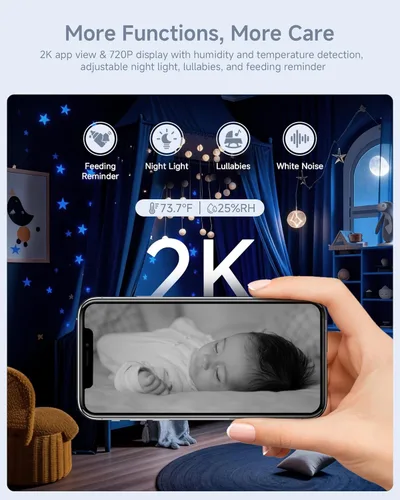 Miniatura 4 de ARENTI Monitor de bebé, cámara WiFi 6 de 2K/3MP y audio, pantalla inalámbrica de 5 pulgadas, aplicación para teléfono inteligente