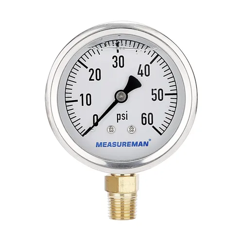 Miniatura 11 de MEASUREMAN - Manómetro de plomería relleno de glicerina, tamaño del dial de 2.5 pulgadas, 0 a 160 psi, caja de acero inoxidable, montaje trasero NPT