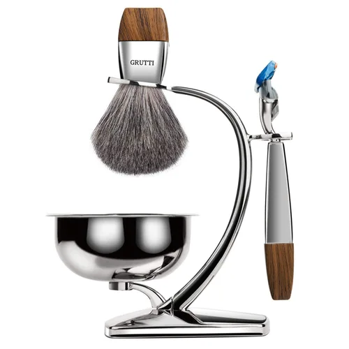 GRUTTI Kit de afeitado para Gillette Fusion 5 - Tazón magnético, soporte y cepillo sintético, compatible con cuchillas de repuesto Fusion5 con