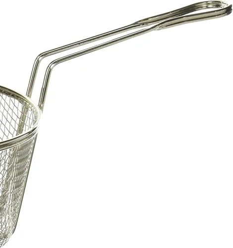 Miniatura 3 de Winco - Cesta de freír redonda de alambre de acero, 8 pulgadas, Mediana, Níquel, Plateado