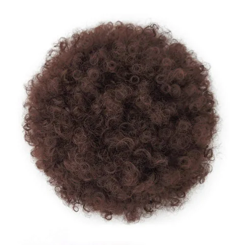 Miniatura 13 de Yinmei Baibian Extensiones de Cabello Sintéticas de Moño con Cordón Afro Rizado Crespo Degradado Marrón Tamaño Grande Peinado Recogido para Mujeres