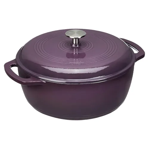 Miniatura 9 de Amazon Basics - Olla de horno holandés de hierro fundido con tapa, esmaltada, redonda, con asas dobles, resistente, pequeña, 7.3 cuartos de galón