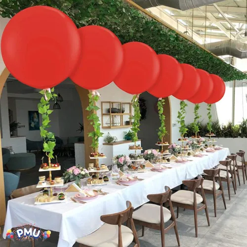 Miniatura 2 de PMU Globos de látex PartyTex de 36 pulgadas, color rojo rubí, paquete de 3