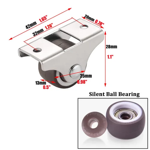 Miniatura 6 de Mini ruedas giratorias fijas de 1 pulgada con rodamiento de bolas silencioso, ruedas giratorias pequeñas, ruedas giratorias de perfil bajo con parte
