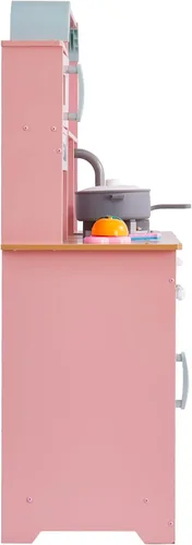 Miniatura 11 de VEVOR Cocina de Juguete de Madera, Cocina de Juego para Niños con Luces y Sonidos, Cocina Infantil con Máquina de Hielo, Horno, Fregadero, Rosa