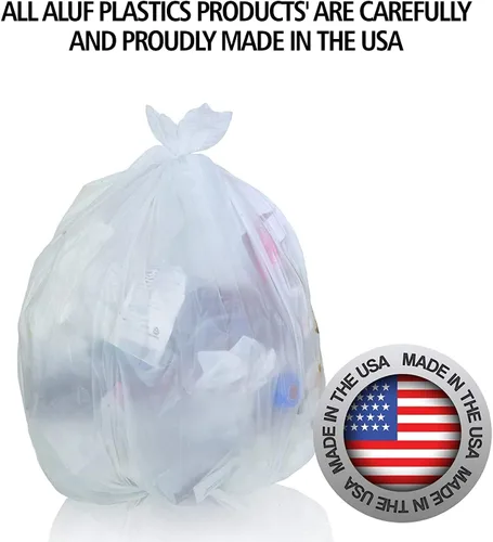 Miniatura 6 de Aluf Plastics Bolsas de basura de alta densidad, 10 galones, 1000 unidades, 6 micrones (eq), 24" x 24", transparentes, para baño, oficina