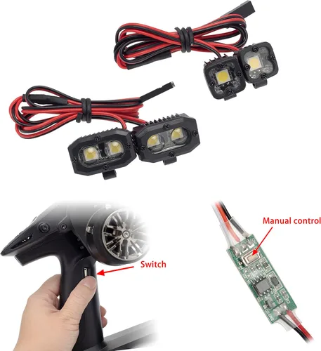Miniatura 4 de DKKY Luces de Coche RC LED Reflectores Escala 1/10 Accesorios de Crawler RC para Axial SCX10 90046 Traxxas TRX4 TRX6 Wraith RR10 MST Redcat Gen8
