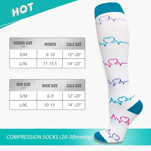 Miniatura 6 de 57 pares de calcetines de compresión de cobre para mujeres y hombres, circulación de 20-30 mmHg, el mejor apoyo para correr, atletismo, enfermería