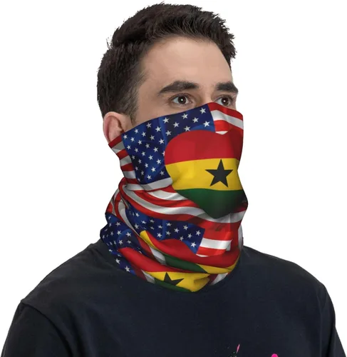 Miniatura 4 de Neck Gaiter Ghana Ghanaian American Flag USA Love Face Cover Scarf Uv Sun Protection Balaclava Head Mask for Men Women Fishing Mask Hiking Cycling