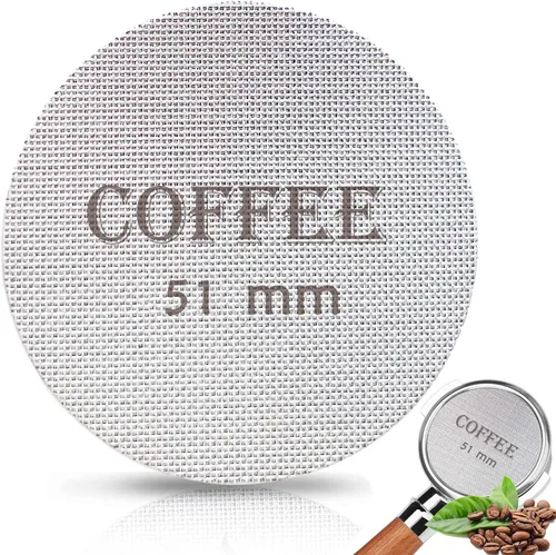 Pantalla de disco de 2.008 in reutilizable para portafiltros de espresso, 0.067 in de grosor 150μm 316 de acero inoxidable filtro de pantalla de