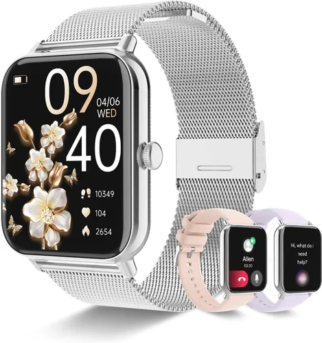 Miniatura 9 de Reloj inteligente para mujer con respuesta de llamadas Bluetooth, reloj de fitness con esfera de 1.85 pulgadas con monitor de sueño de frecuencia