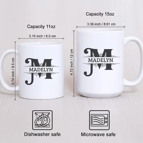Miniatura 4 de Taza de café inicial con nombre personalizado para mujeres y hombres, regalos con monograma, taza de café personalizada con letras iniciales