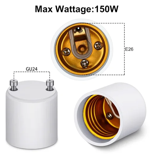 Miniatura 3 de Landhoow Paquete de 6 adaptadores Gu24 a E26 E27 para bombillas LED, resistentes al calor hasta 392 grados Fahrenheit, resistentes al fuego