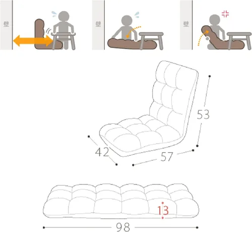 Miniatura 6 de Sillón de piso para interiores, sofá ajustable de suelo, sofá de burbujas perezosas para adolescentes y adultos, cojín acolchado cómodo silla