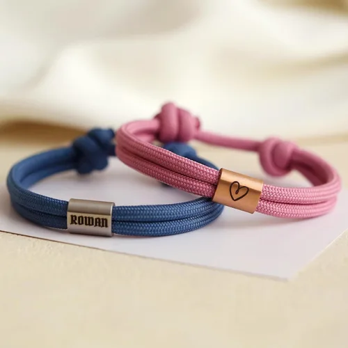 Miniatura 3 de Pulseras personalizadas para hombres y mujeres, pulseras de amistad, hechas a mano, pulseras a juego para hombres y mujeres, pulseras de cuerda