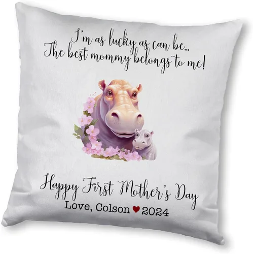 Miniatura 6 de Generic Custom Mama Hippopotamus with Childs, First Mother's Day Custom Pillowcase, Personalized Mother's Day Pillowcase, Gift for Mom, Home Decor