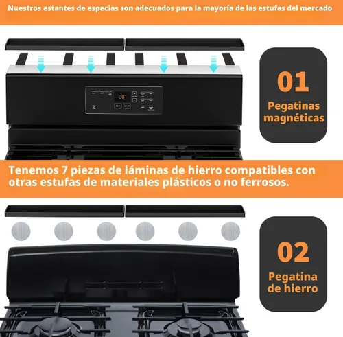 Miniatura 3 de Estante magnético de silicona para estufa de 30 pulgadas, estante de cocina sobre la estufa, estante de especias para apartamento, artículos