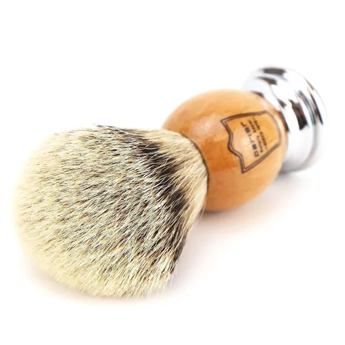 Miniatura 3 de Parker - Brocha de afeitar 100% Silvertip Badger – Mango de madera de olivo, nudo largo de 0.866 in con soporte de resina – Cerdas supersuaves
