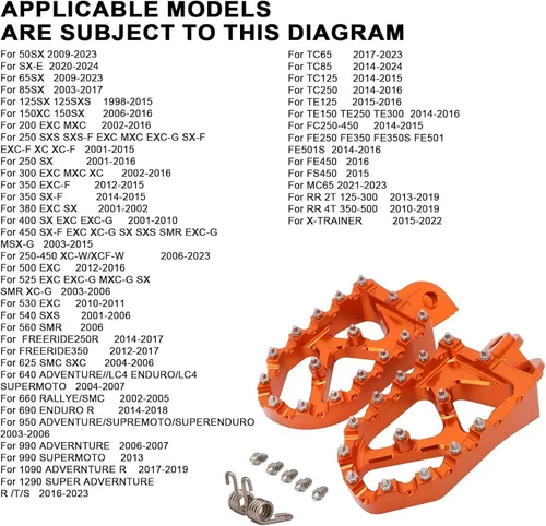 Miniatura 2 de JFG RACING - Estriberas de bicicleta de tierra, reposapiés CNC para motocicleta para 50-1290 SX SXF EXC EXCF XC XCF XCW SUPER MOTO ENDURO AVENTURA