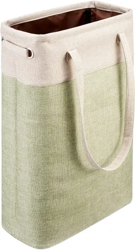 Miniatura 14 de Cesta de ropa sucia con asas beige y marrón, cesta de lavandería delgada plegable, cesta de ropa sucia estrecha, bolsa de lavandería plegable, cesto
