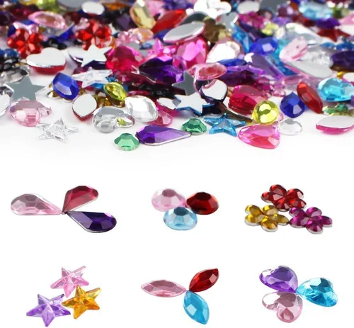 Miniatura 5 de JPSOR 600 piezas de gemas y joyas para manualidades, diamantes de imitación acrílicos con parte trasera plana para decoraciones de fiesta