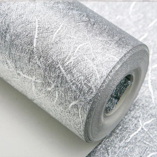 Miniatura 3 de QIHANG Color plateado grueso impermeable 1.7 ft*32.8 ft=5.3㎡ del papel pintado del telón de fondo de pantalla de la TV del hotel KTV del hotel