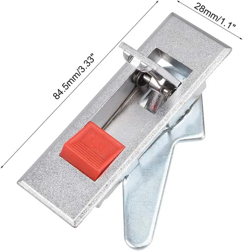 Miniatura 2 de uxcell Cerradura eléctrica para puerta de armario, apta para panel de 0.16 pulgadas de grosor de 0.157 in, botón pulsador rojo, MS603-2