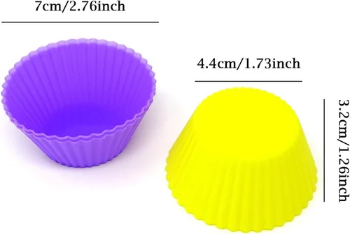 Miniatura 2 de Honbay - Juego de 12 tazas reutilizables de silicona para hornear, tazas antiadherentes para muffins, moldes para cupcakes para hacer magdalenas