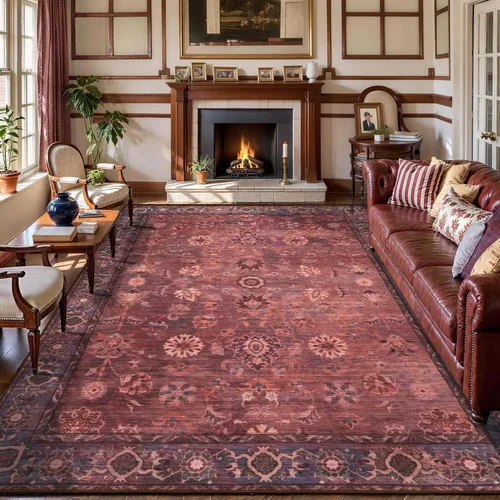 Miniatura 176 de Tangsoo Alfombra lavable para pasillo, antideslizante, 2 x 6 pies, estilo bohemio, floral, vintage, para entrada, suelo suave, para cocina, baño