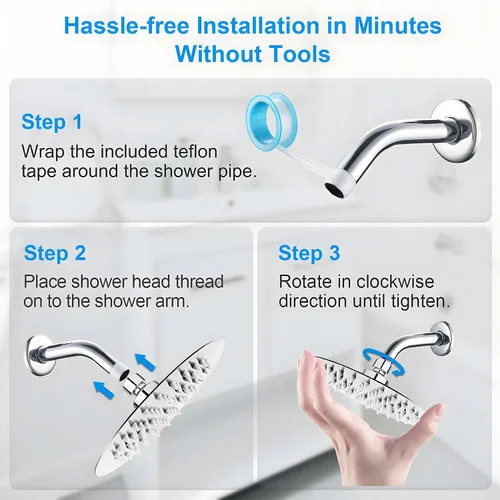Miniatura 6 de Cabezal de ducha de lluvia de alta presión, de 6 pulgadas con reemplazo ajustable perfecto, limitador extraíble, fácil instalación para tus Acabado