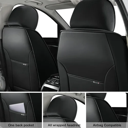 Miniatura 3 de Fundas de asiento para Chevrolet Chevy Aveo 2004-2011, funda de asiento de automóvil de piel sintética, compatible con bolsa de aire, protector