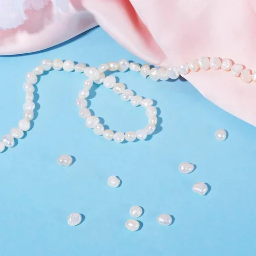 Miniatura 6 de Beadthoven - 140 unidades de 2 hebras de perlas de agua dulce cultivadas naturales de 4 a 0.197 in, perlas blancas sueltas para manualidades, 0