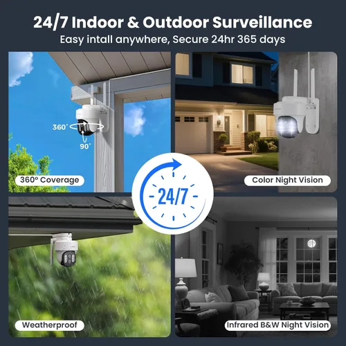 Miniatura 5 de XMARTO Sistema de cámara de seguridad WiFi6 de 10X Zoom inalámbrico para interiores y exteriores, NVR de 10 canales 4K con 4 cámaras HD Dual Lens