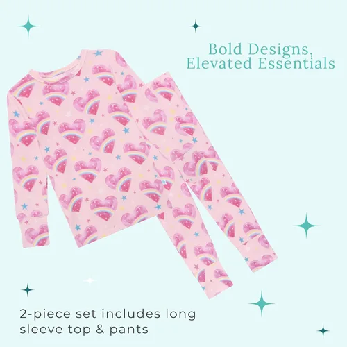 Miniatura 95 de Posh Peanut Pijamas para niñas, suaves, de viscosa de bambú para niños, pijamas a juego de manga larga para niñas