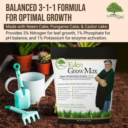 Miniatura 3 de Eden Grow Max Organic Blended Neem Cake Perfecto para jardinería doméstica, frutas, césped y flores, listado OMRI (3 libras)