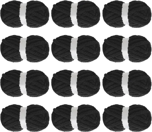 Miniatura 29 de MABOZOO Paquete de 8 ovillos de hilo grueso surtido para crochet - Chenilla jumbo esponjosa, hilo suave y voluminoso para tejer a mano o con los Rojo