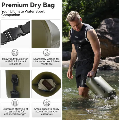 Miniatura 2 de MARCHWAY - Bolso seco flotante e impermeable 1.32/2.64/5.28/7.93/10.57 galones, parte superior enrollable, mantiene secos equipos de kayak rafting