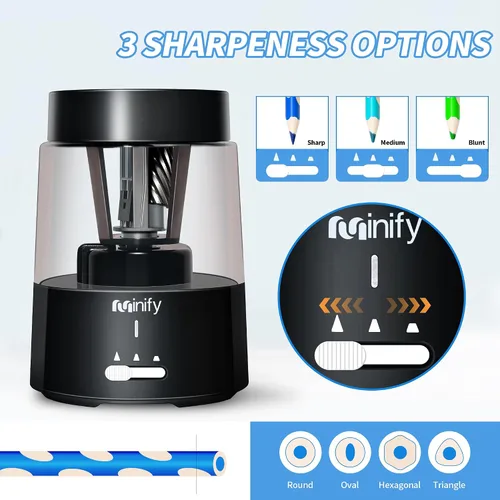 Miniatura 3 de Sacapuntas eléctrico, sacapuntas de lápiz, hoja resistente recargable con batería, sacapuntas para lápices de colores de 6-8 mm, parada automática