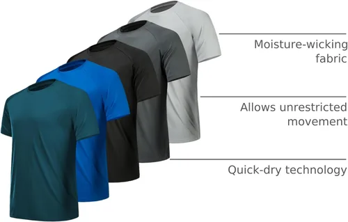 Miniatura 10 de MLYENX Paquete de 7 camisetas de entrenamiento para hombre, secado rápido, absorben la humedad, camisetas atléticas para hombre