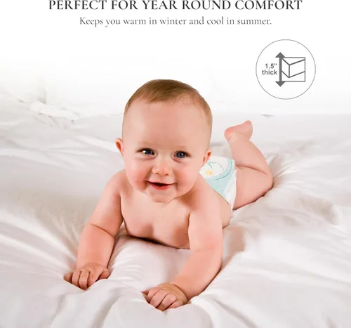 Miniatura 5 de Sleep & Beyond My Topper - Cubrecolchón de lana, funda de percal de algodón cómodo para todo el año, lavable, transpirable, alivio de presión, sueño