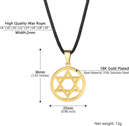 Miniatura 4 de Stainless Steel Pendant Necklace for Men Women, Cool Punk Shark Teeth Necklace, Cross Necklace, Star Of David Necklace, Black Leather Cord, Come